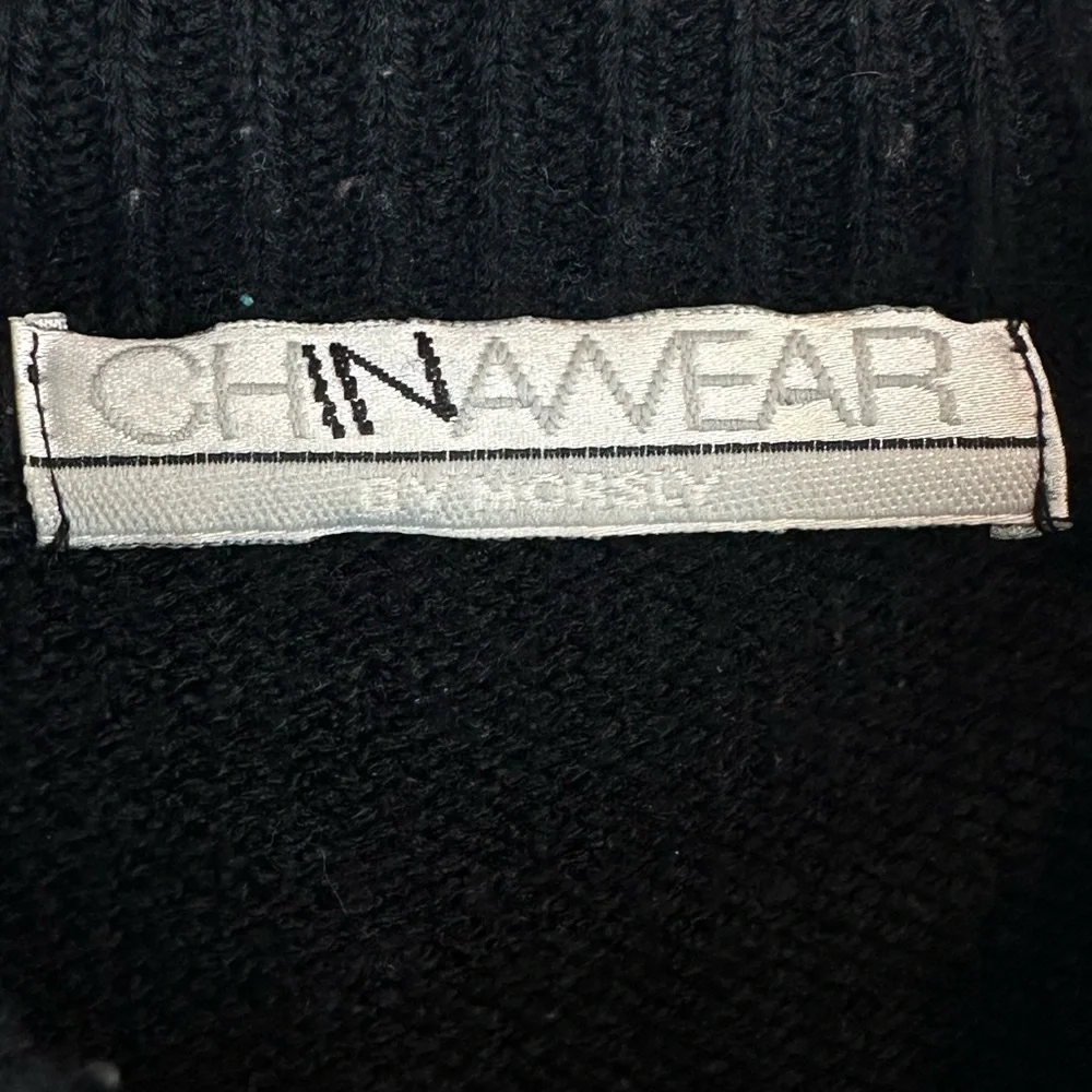 Vintage Oversized Rose Embroidered Cross Stitch Mock Neck Long Sweater Size XL - Picture 6 of 8